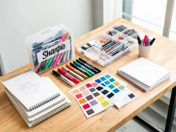 Creative studio with paint markers